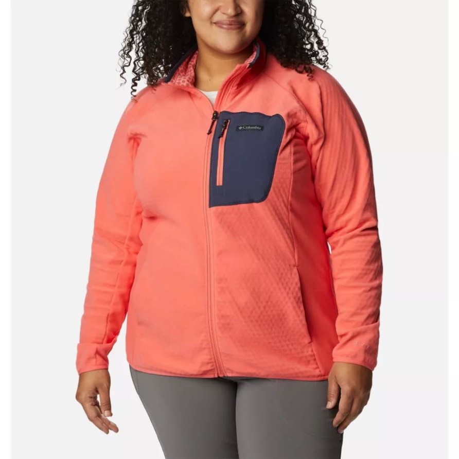 Blush Pink/Pfirsichblüte Damen Outdoor Tracks Fleecejacke Mit Durchgehendem Reißverschluss Plus Größe Columbia