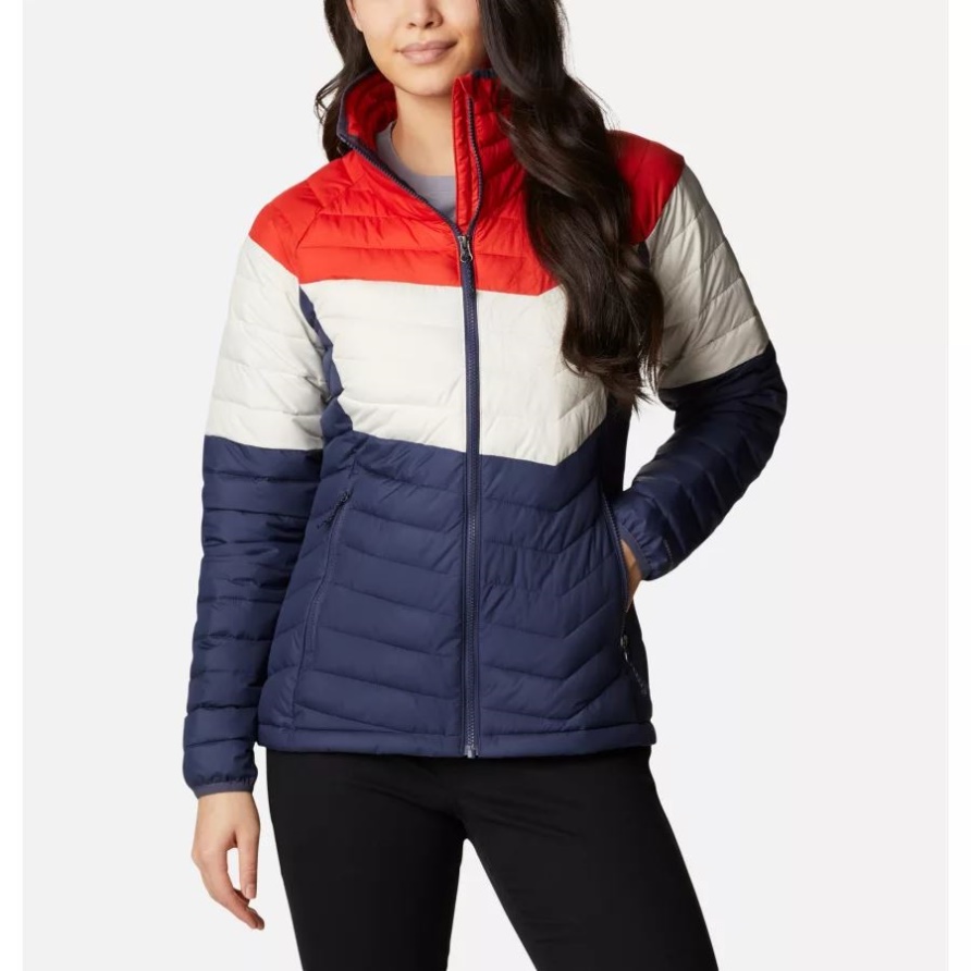 Kräftig Orange/kreide/nocturnal Columbia Puder Lite Blockjacke Für Damen