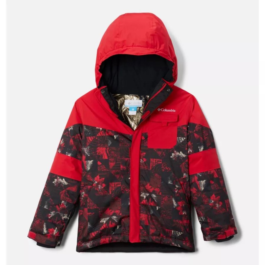 Jungen Mighty Mogulii Wasserdichte Skijacke Columbia Mountain Red Kaleidoscope/Mountain Red