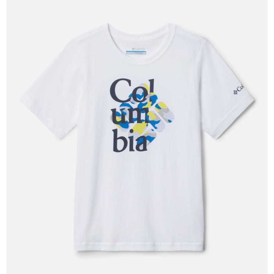 Basin Ridge Kurzarm-Grafik-T-Shirt Für Jungen Columbia White/Interlace Camo