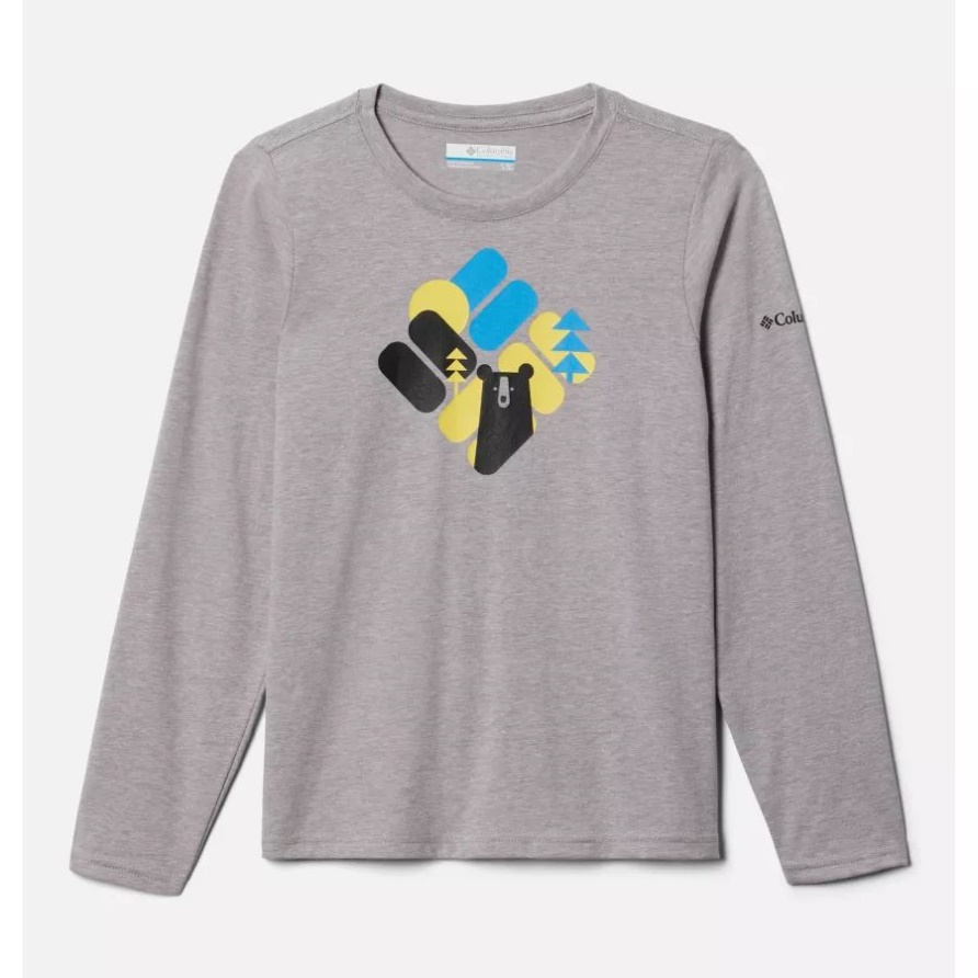 Langärmliges Grafik-t-shirt Dobson Pass Für Jungen Columbia Grey Heather/bearly Hidden Columbia