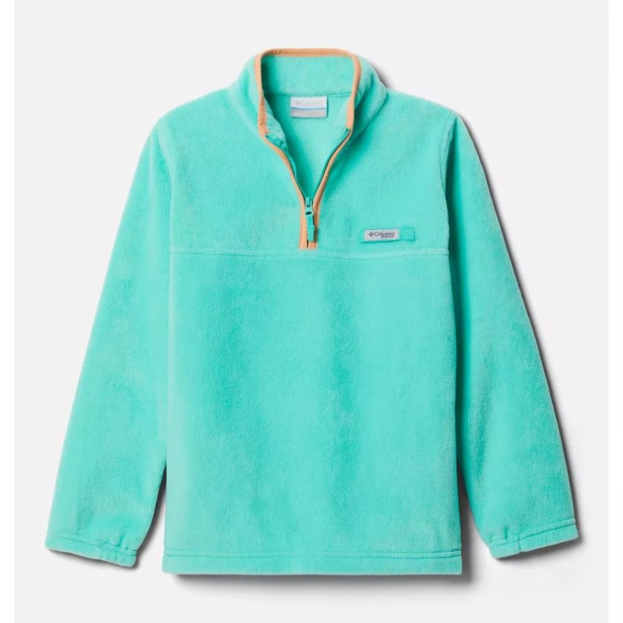 Pfg Slack Tide Fleecepullover Mit Viertelreißverschluss Für Jungen Columbia Electric Türkis/bright Nectar