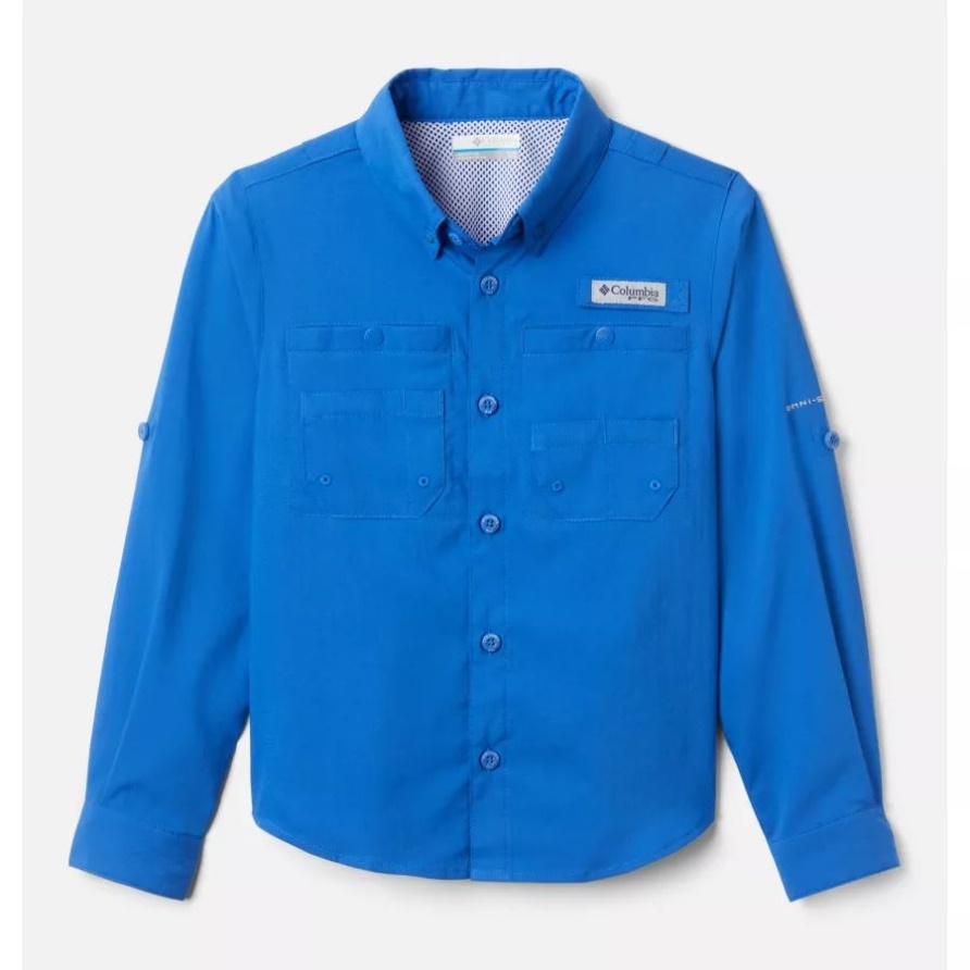 Langärmliges Pfg Tamiami-hemd Für Jungen In Lebhaftem Blau Columbia