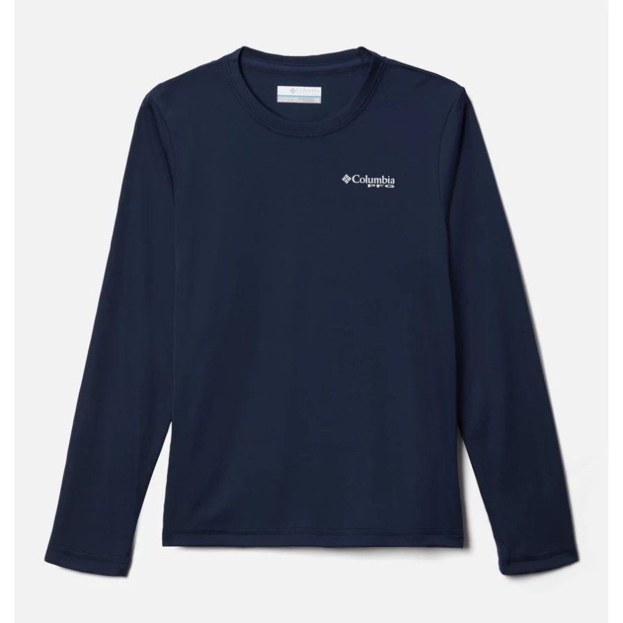 Langärmliges Pfg-terminal-tackle-university-shirt Für Jungen Columbia Collegiate Navy/white - Bass