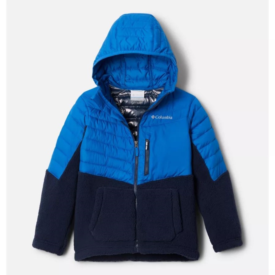 Puder Lite-Neuheits-Kapuzenjacke Für Jungen In Hellem Indigo/College-Navy Columbia