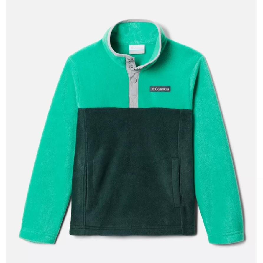 Steens Mountain 1/4 Snap-Fleece-Pullover Für Jungen, Spruce/Dark Lime Columbia