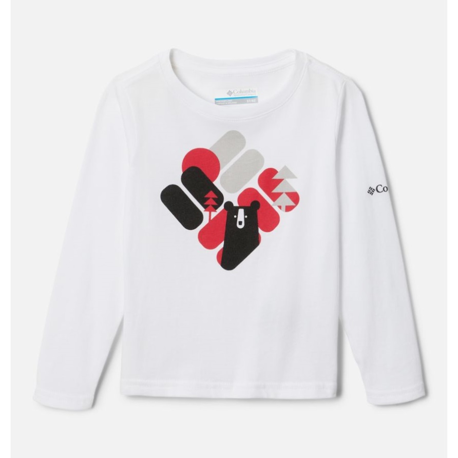 Dobson-Pass-Langarm-Grafik-T-Shirt Für Jungen Für Kleinkinder Weiß/bärig Verstecktes Columbia