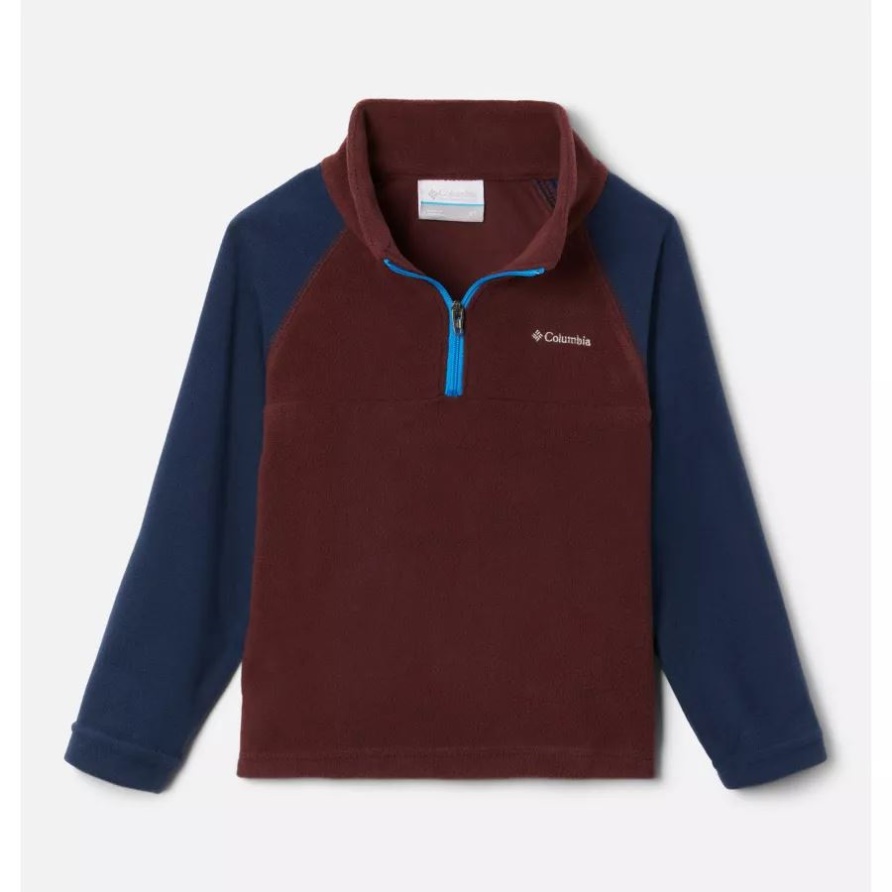 Jungen-Kleinkind-Fleecepullover Mit 1/4-Reißverschluss Elderberry/Collegiate Navy Columbia
