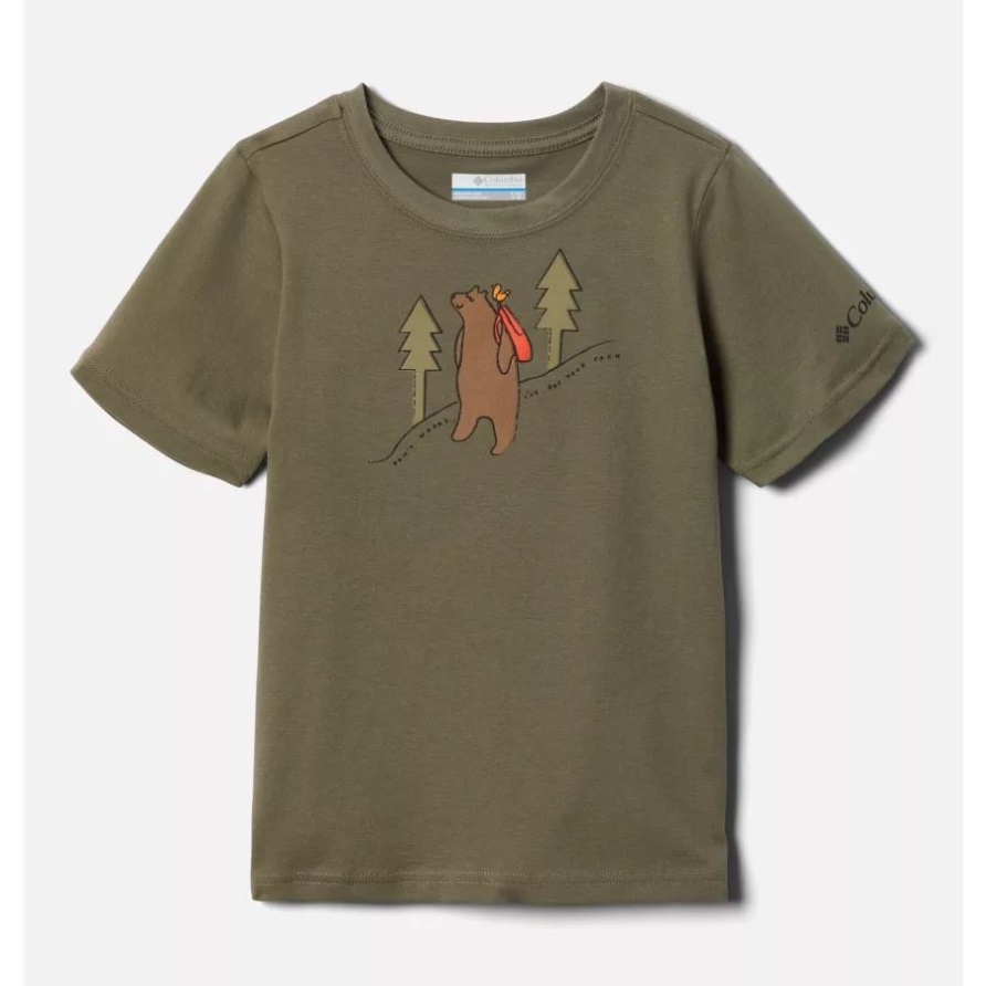 Valley Creek Kurzarm-Grafik-T-Shirt Für Jungen Stone Green Bearly Pack Columbia