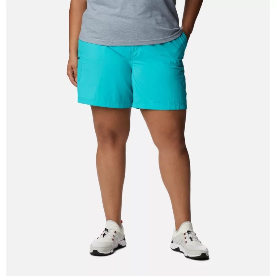 Helles Aqua Columbia Sandige Fluss-Cargo-Shorts Für Damen In Übergröße