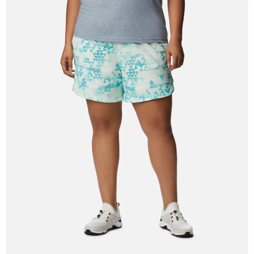 Bright Aqua/Distant Peaks Columbia Damen-Shorts Mit Bogata-Bay-Stretch-Print In Übergröße