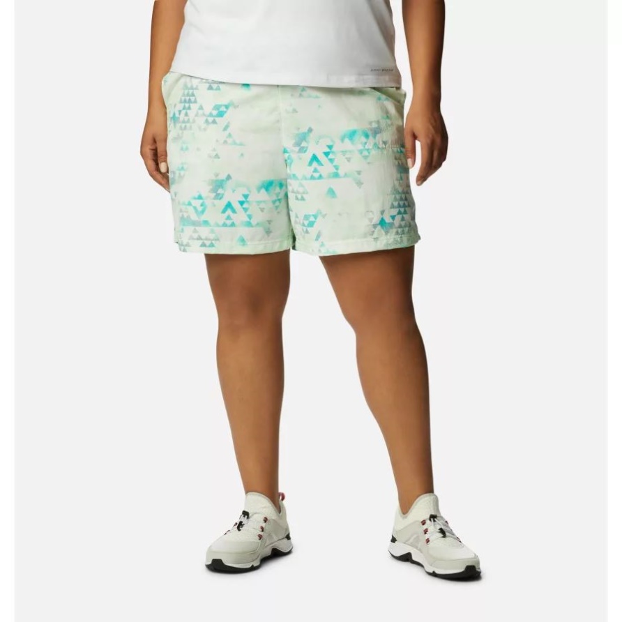 Helles Aqua/distant Peaks Columbia Sandy River Ii Bedruckte Shorts Plus Größe Für Damen