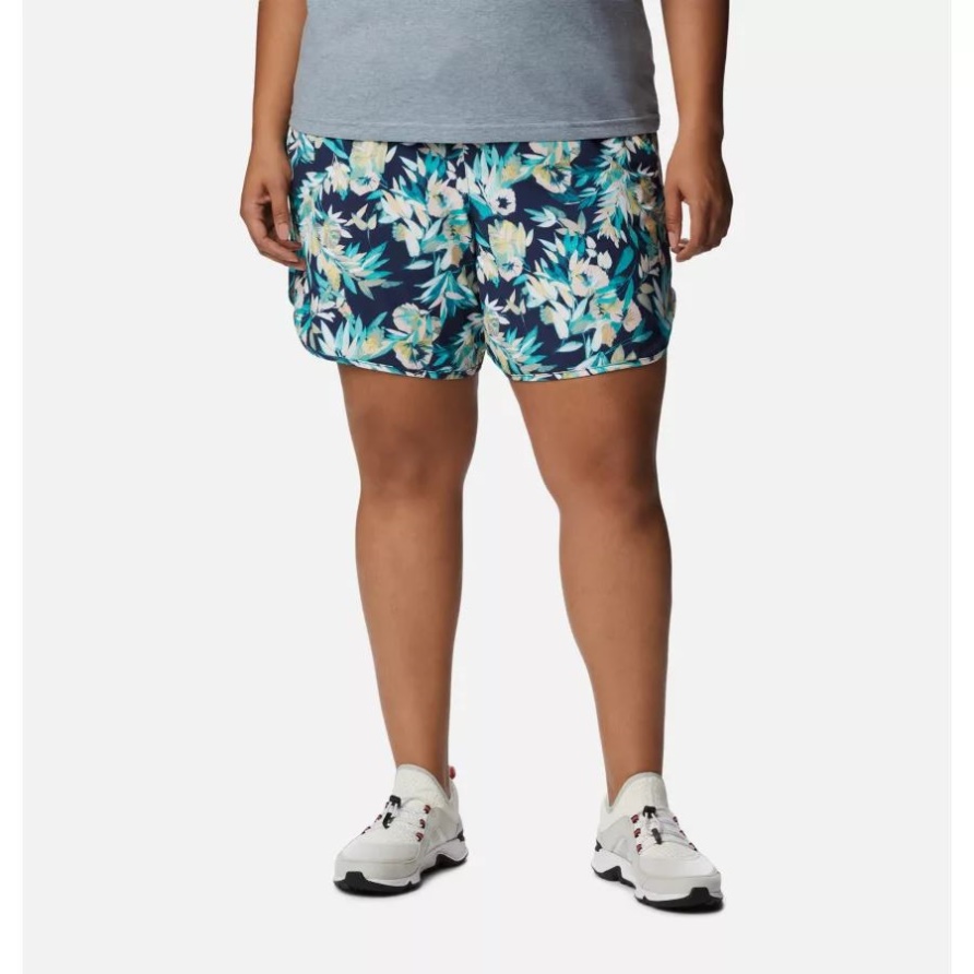 Bogata Bay Stretch-shorts Mit Aufdruck In Leuchtendem Aqua/glyziniengrün Für Damen Plus Größe Columbia