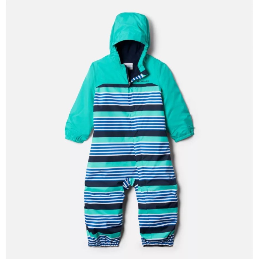 Bright Indigo Milo Stripe/Elctrc Turq Kleinkind Critter Jitters II Regenanzug Columbia