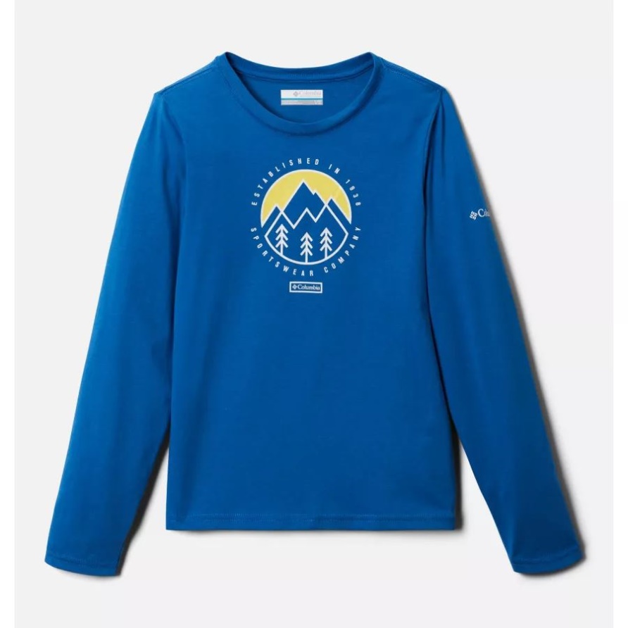 Helles Indigo/Dobson-Pass-Langarm-Grafik-T-Shirt Für Park Columbia-Jungen Im Freien