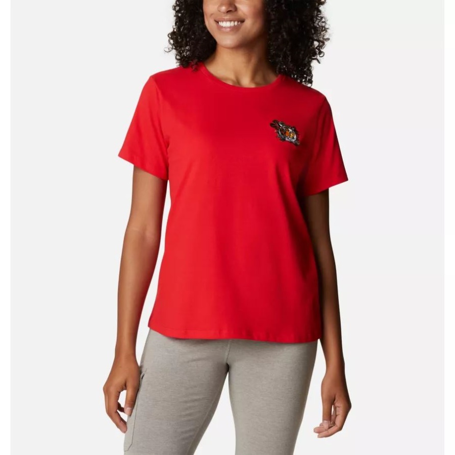 Leuchtend Rot/mini Love The Tiger Columbia Frauen Alpine Way Stickerei T-shirt
