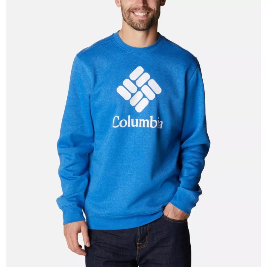 Brt Indigo Meliert/csc Stacked Logo Herren Trek Crew Sweatshirt Columbia