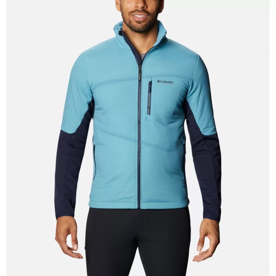 Canyon Blue/collegiate Navy Columbia Peak Pursuit Hybrid Midlayer-Jacke Für Herren