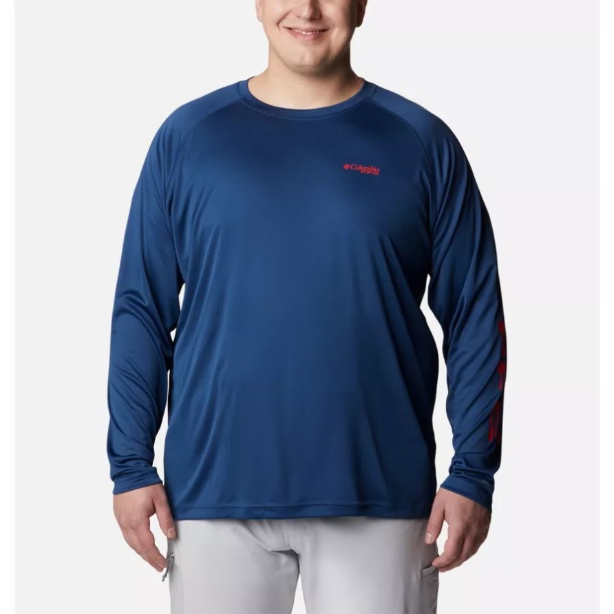 Carbon/red Spark Logo Columbia Pfg Langarmshirt Für Herren Groß
