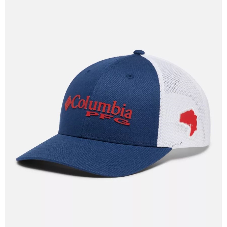 Carbon/red Spark Pfg Logo Mesh Snapback Niedrige Krone Columbia