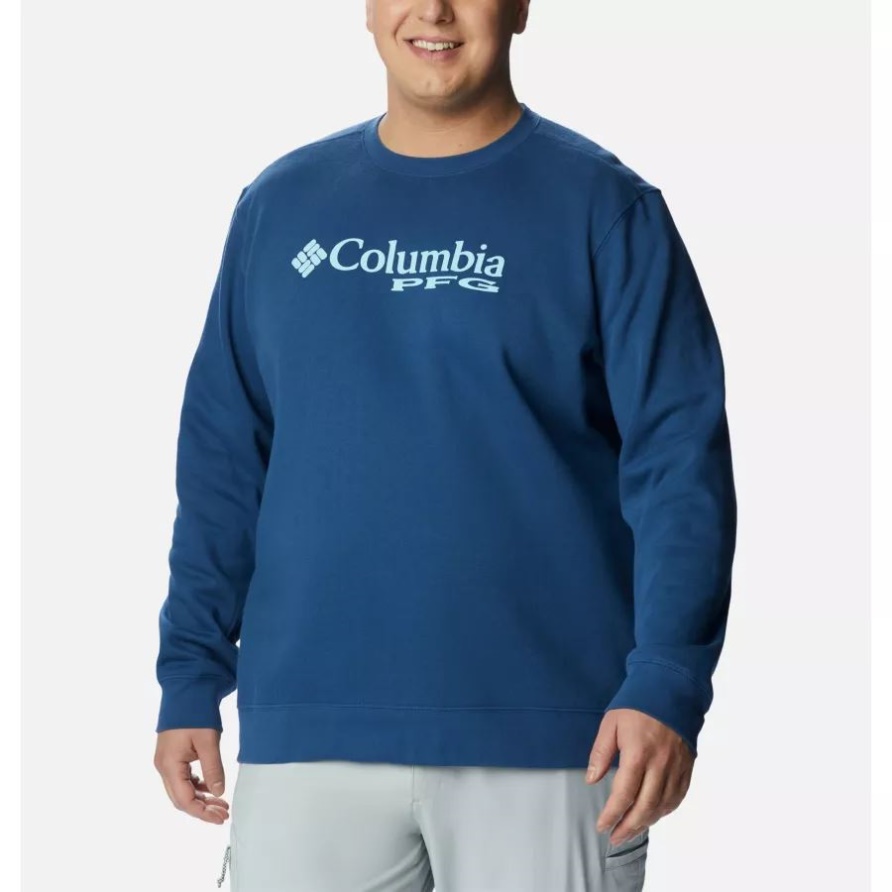 Kohlenstoff/federblaues Pfg-sweatshirt Mit Gestapeltem Logo Für Herren Big Columbia