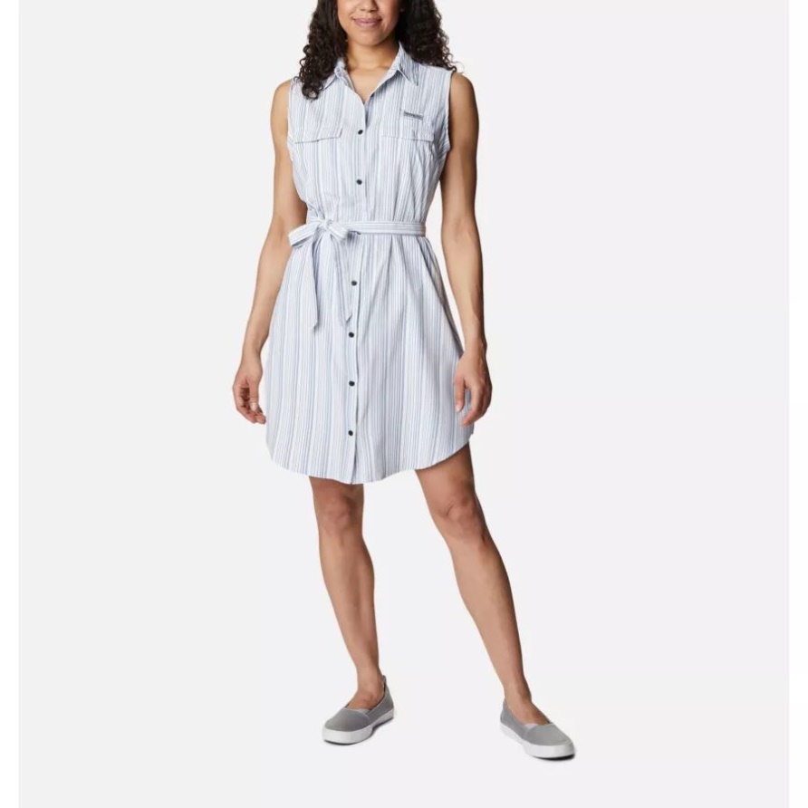 Carbon Vertikale Streifen Frauen Pfg Sun Drifter Gewebtes Kleid Ii Columbia