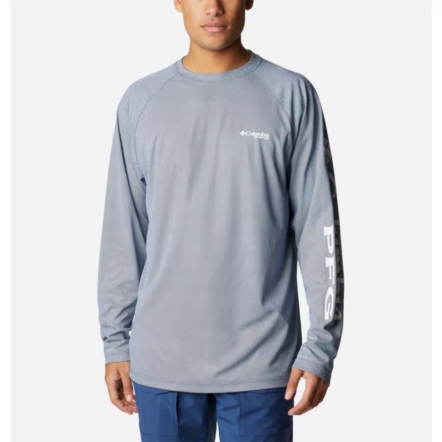 Carbon/weiß Columbia Pfg Terminal Deflektor Langarmhemd Für Herren Groß