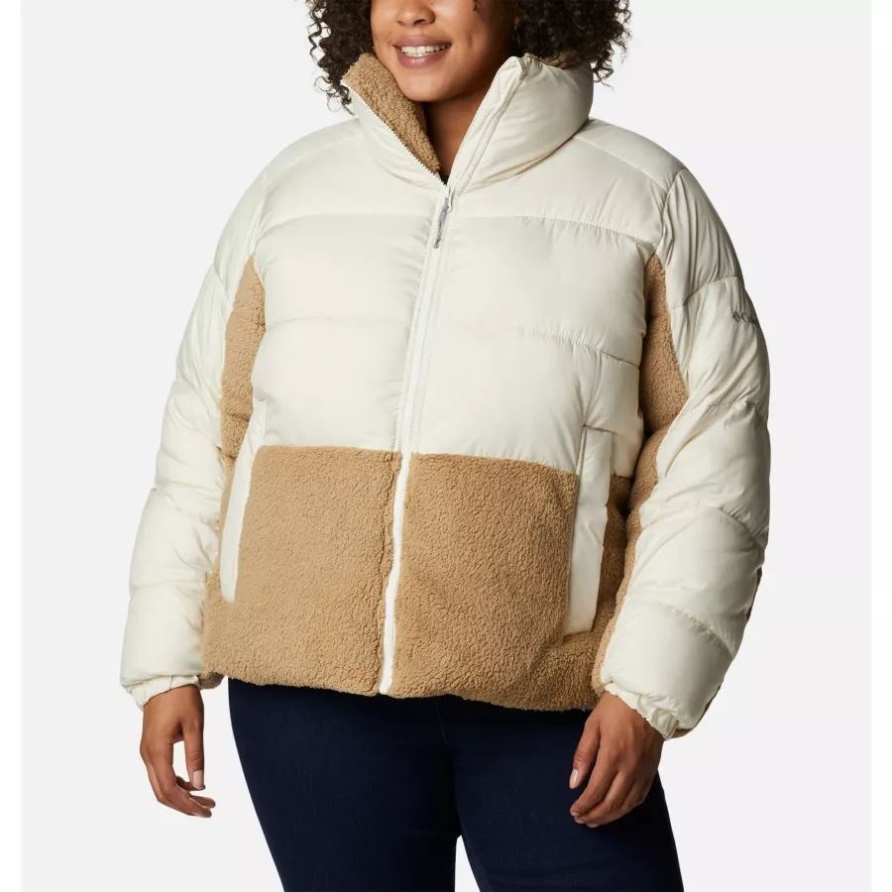 Chalk/Beach Columbia Leadbetter Point Sherpa-Hybridjacke Für Damen In Übergröße