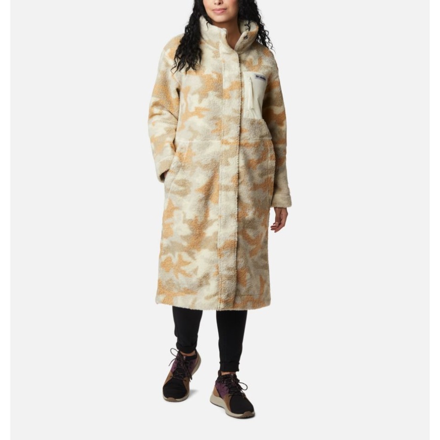 Kolumbien-Panorama-Jacke In Voller Länge Für Damen Mit Kreide-Camouflage-Print