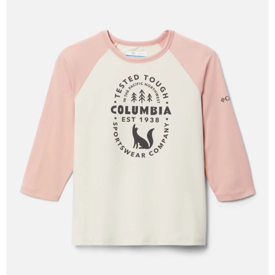 Kreide Meliert/faux Pink Kinder-Outdoor-Elemente Shirt Mit 3/4-Ärmeln Columbia