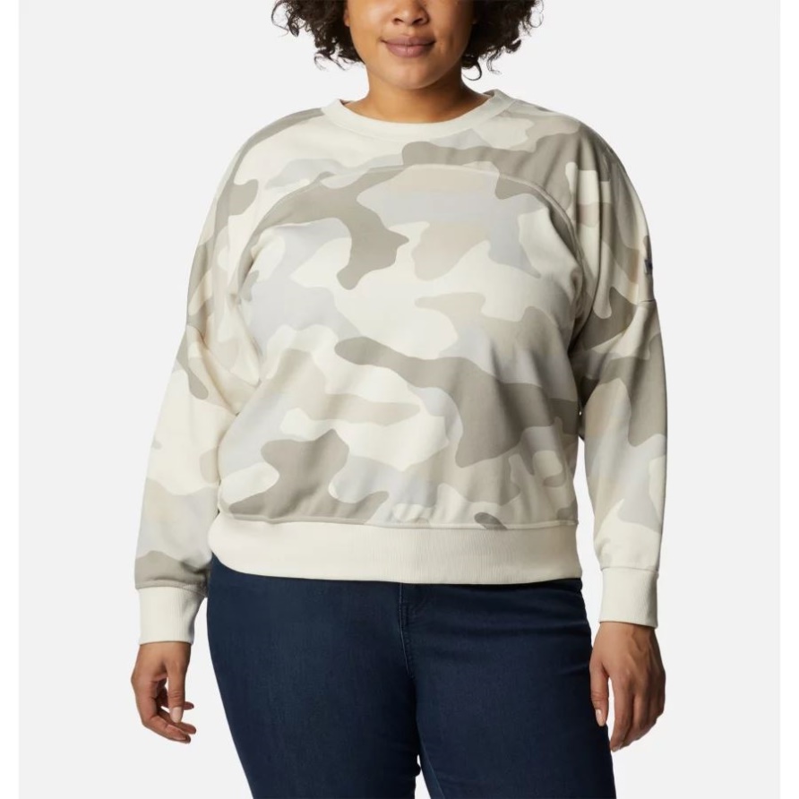 Chalk Mod Camo Columbia Columbia Lodge French Terry Crew Für Damen In Übergröße