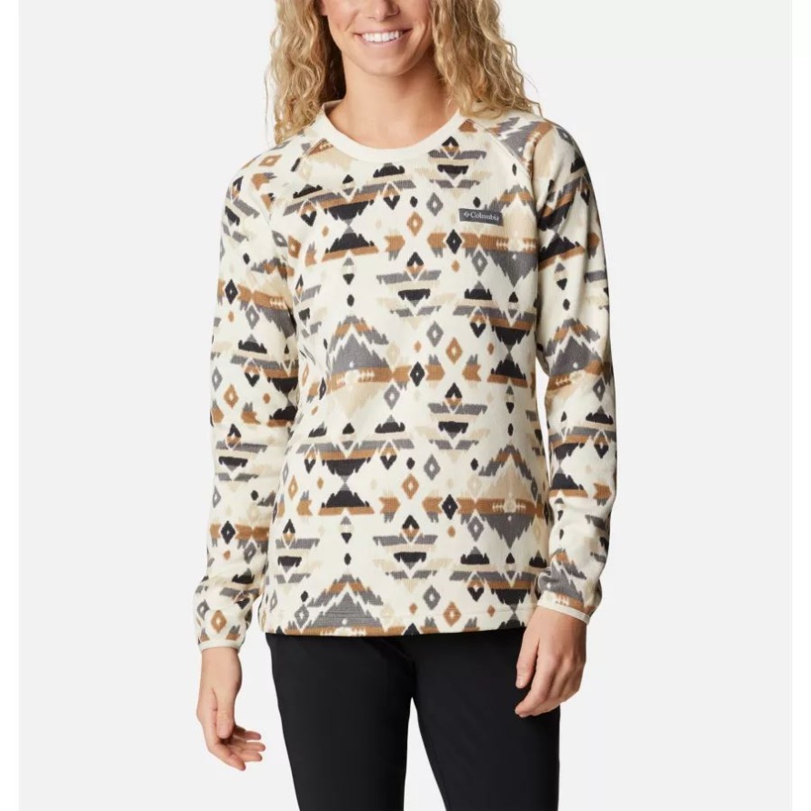 Chalk Rocky MT Print Damen Pullover Weather Fleece Crew Shirt Columbia