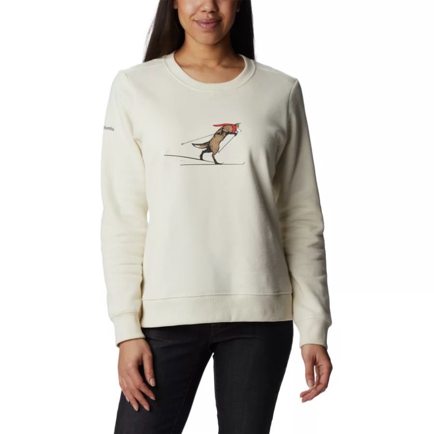 Chalk/skiing Fox Damen-sweatshirt Hart Mountain Ii Grafik-crew Columbia