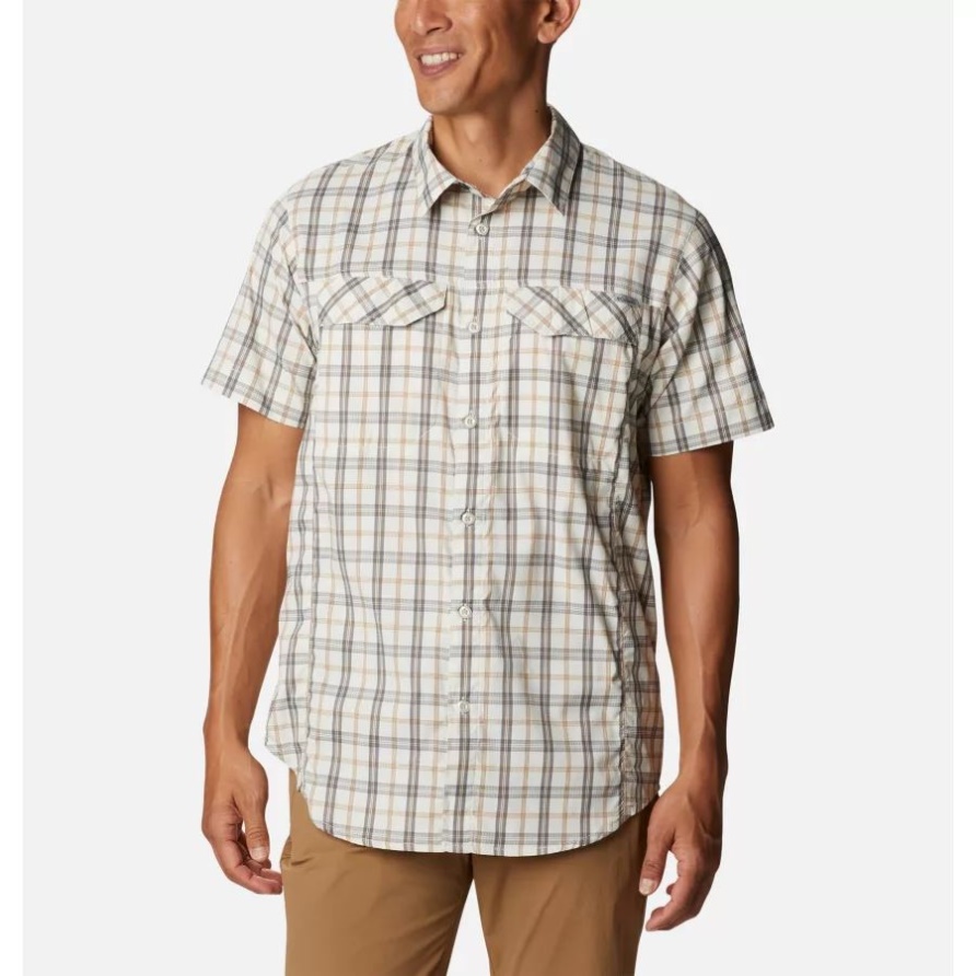 Chalk Switchback Madras Columbia Herren Silver Ridge Lite Kariertes Kurzarmhemd
