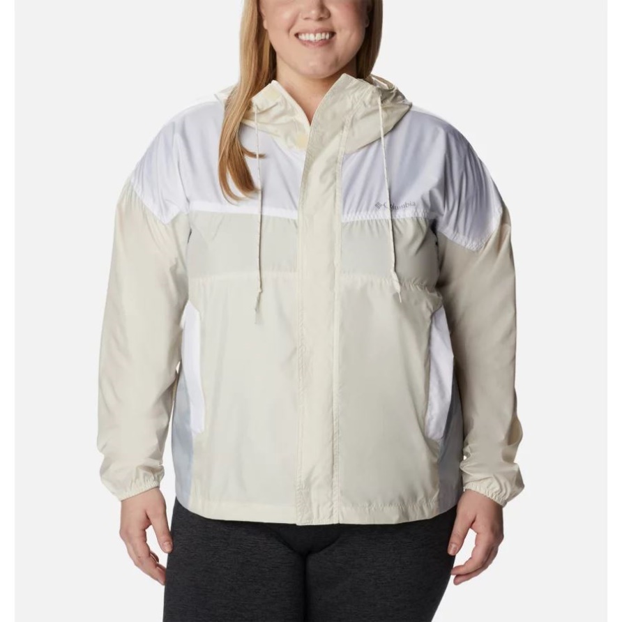Kreide/Weiß/Cirrusgrau Columbia Flash Challenger Windjacke Für Damen In Übergröße