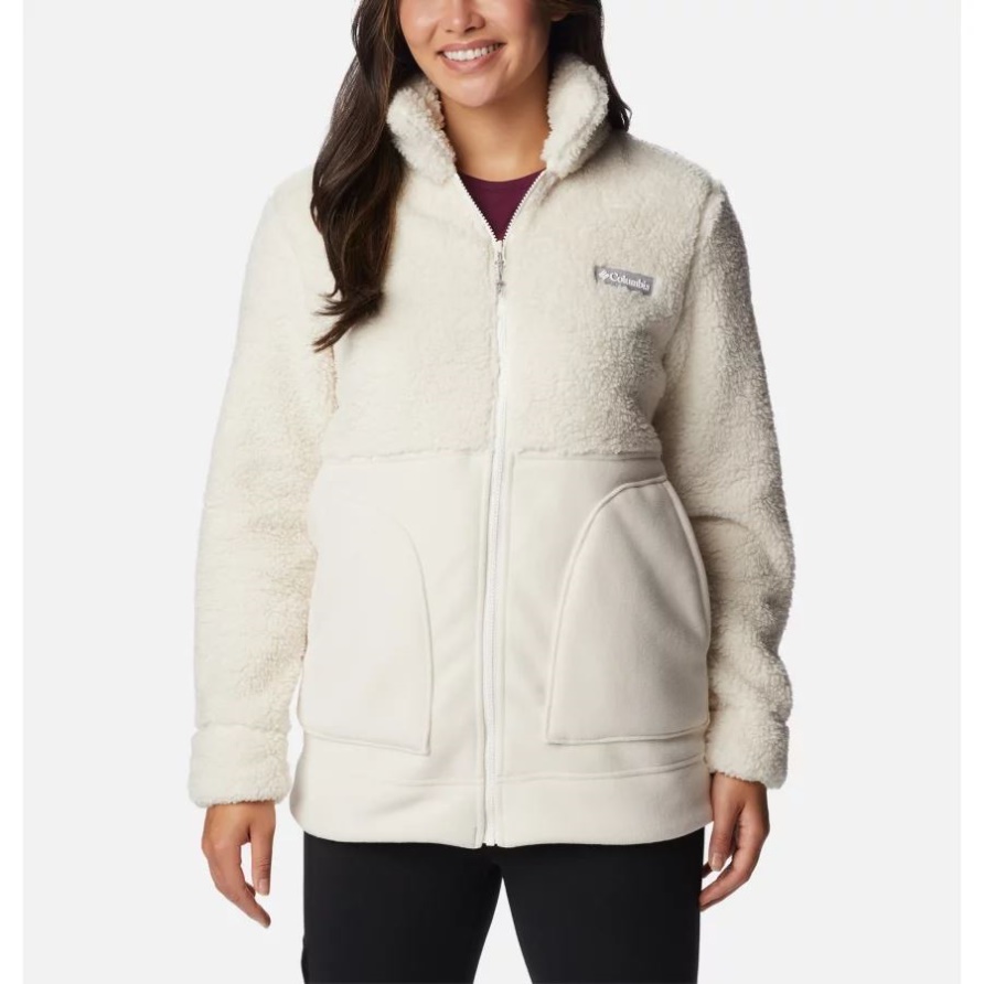 Chalk Damen Winterpass Sherpa Lange Fleecejacke Mit Durchgehendem Reißverschluss Columbia