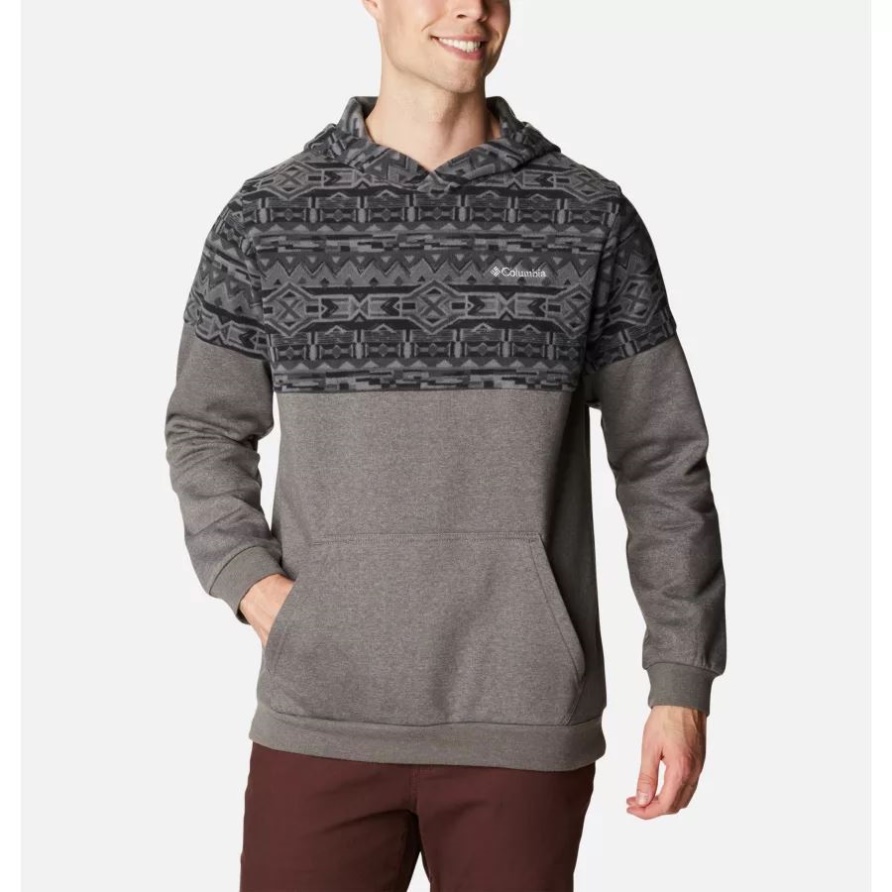 Anthrazit Meliert/schwarz 80er Streifendruck Herren Columbia Trek Bedruckter Hoodie Columbia