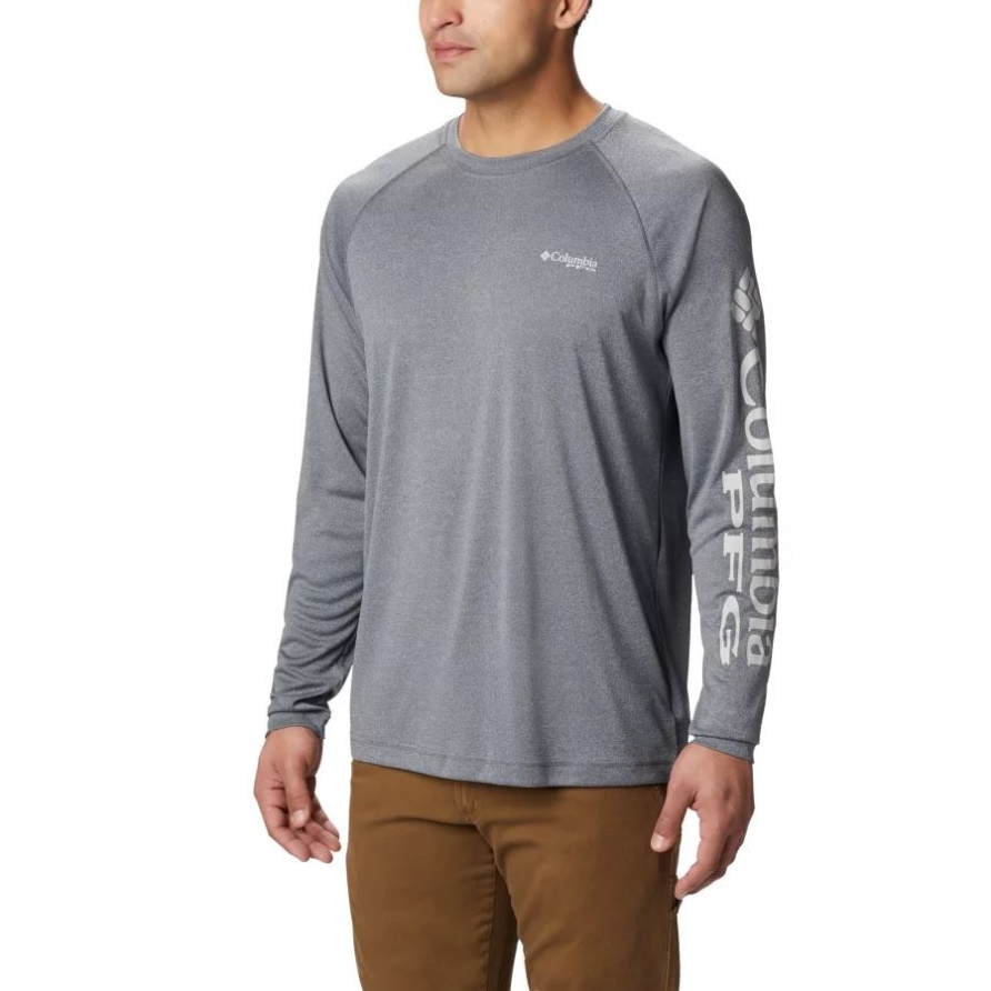 Holzkohle Hthr/cooles Graues Pfg-logo Herren-terminal-tackle-heide-langarmhemd Columbia