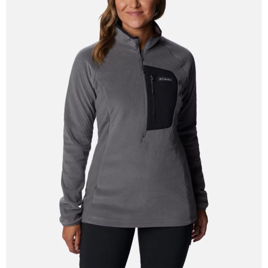 Stadtgrau/schwarz Columbia Damen-Outdoor-Tracks-Fleecepullover Mit Halbem Reißverschluss