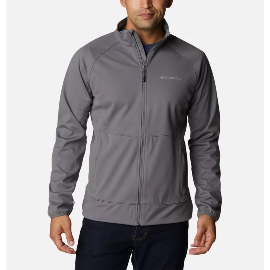 City ​​grey Columbia Herren-Softshell-Wanderjacke Mit Kapuze Und Canyon-Wiesen