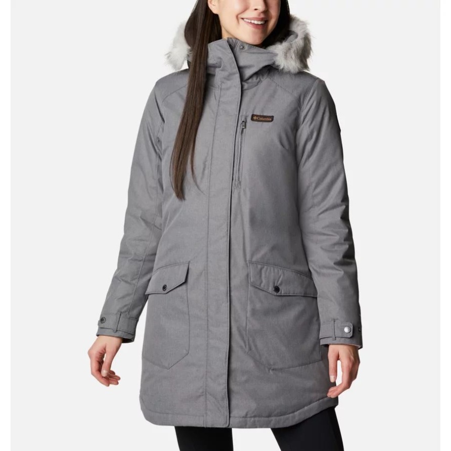 Stadtgrau Columbia Suttle Mountain Lange Isolierte Jacke Für Damen