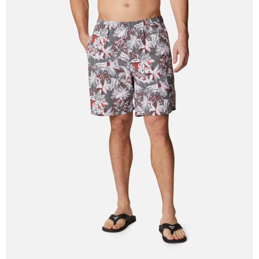 Pfg Super Backcast Wassershorts Für Herren In Stadtgrau Mit Festlichem Fishin-print Columbia