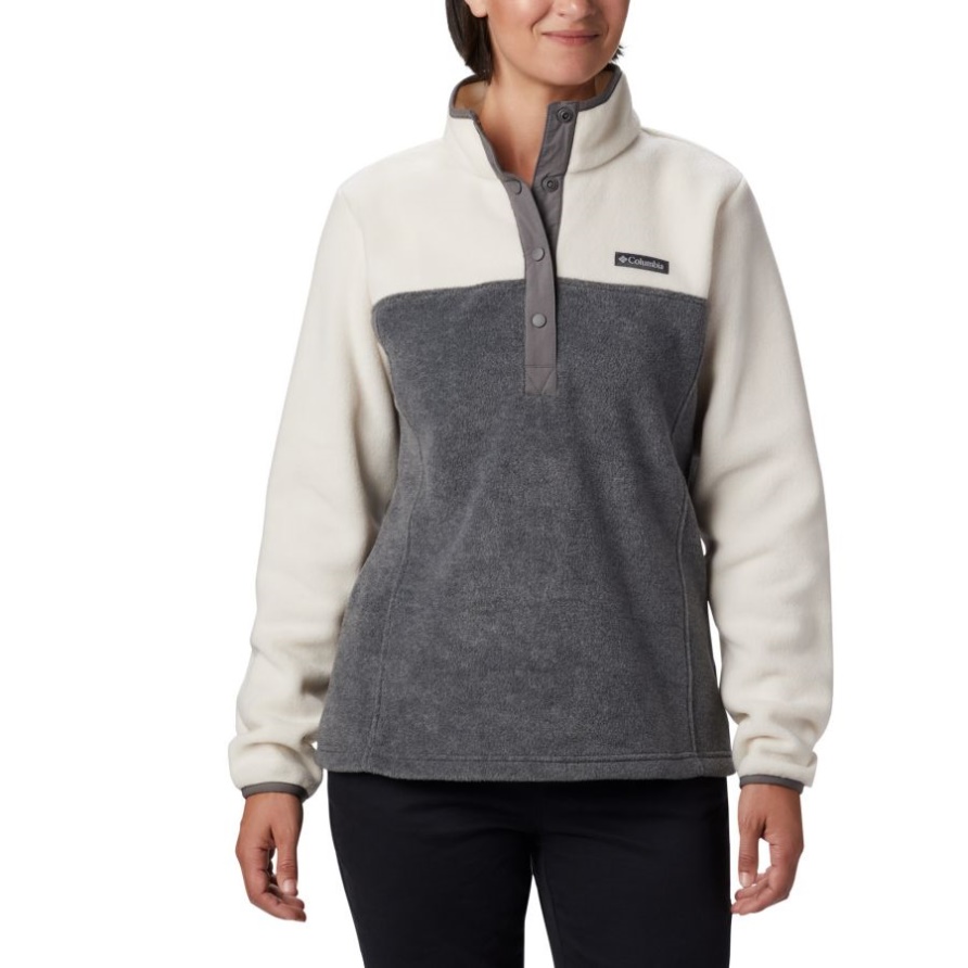Stadtgrau Meliert/kreide Columbia Damen-pullover Mit Benton Springs 1/2 Druckknopf Klein