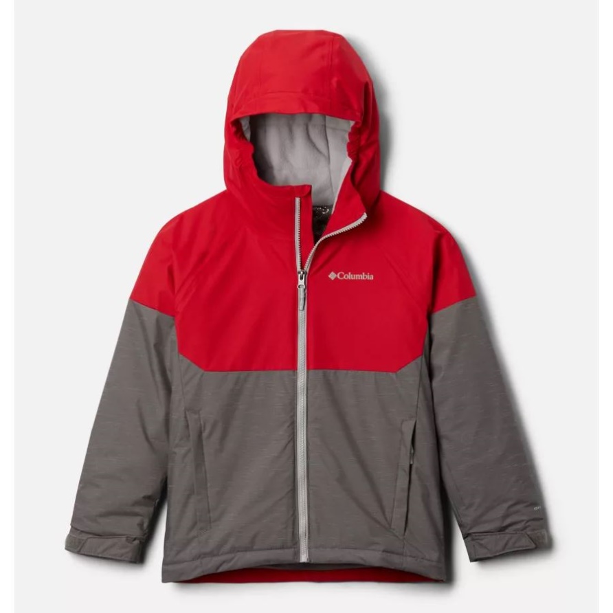 City Grey Heather/MTN Red Columbia Alpine Actionii Wasserdichte Skijacke Für Jungen
