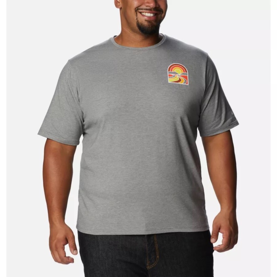 City Grey Heather/Suntrek Trails Brust Sun Trek Kurzarm-Grafik-T-Shirt Für Herren Big Columbia