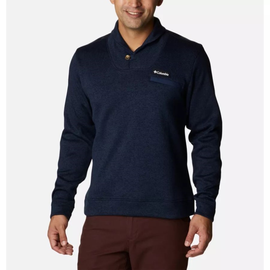 Collegiate Navy Heather Columbia Herrenpullover Wetter Fleecepullover