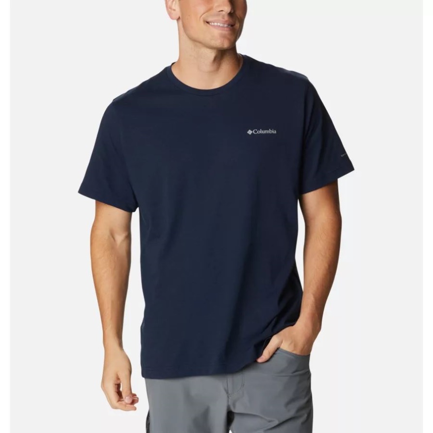 Collegiate Navy Heather Columbia Thistletown Hills Kurzarmhemd Für Herren Groß