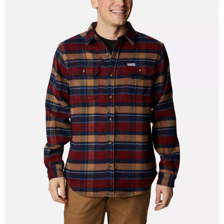 Collegiate Navy Large Multi Check Columbia Deschutes River Schweres Flanellhemd Für Herren