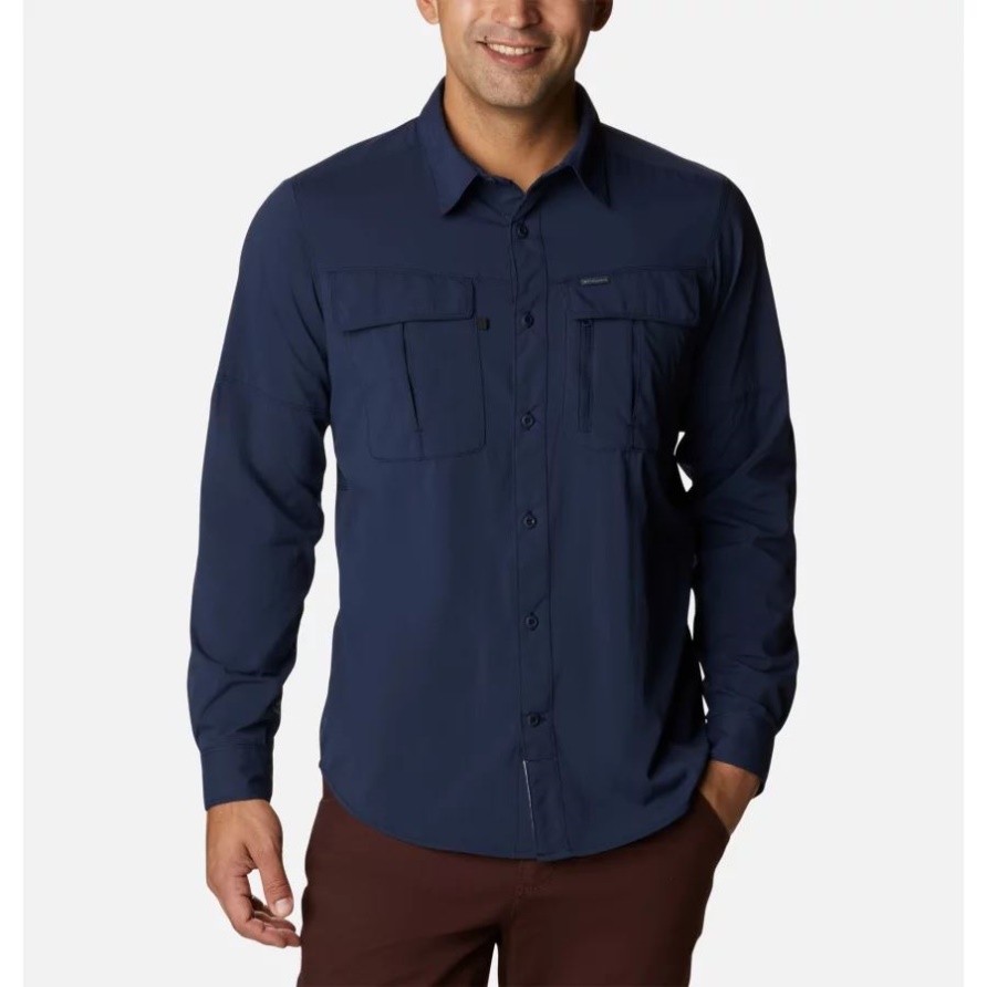 Collegiate Navy Newton Ridge Ii Langarmhemd Für Herren Columbia