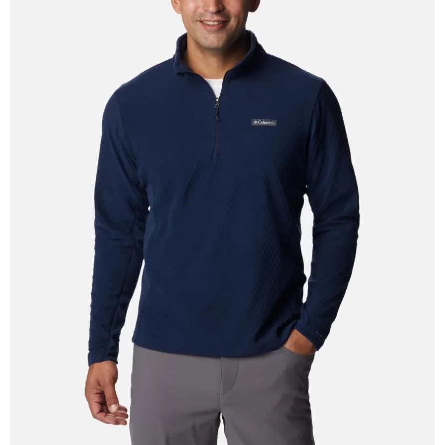 Collegiate Navy Herren-overview-passhemd Mit Halbem Reißverschluss Columbia